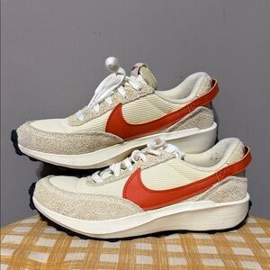 Nike Beige and Orange Waffle Debut Athletic Shoes